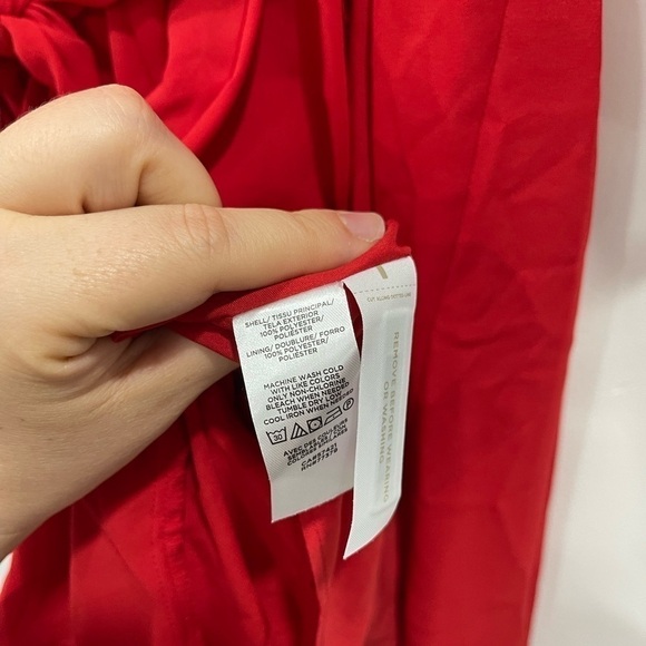 Ann Taylor Mock Neck Belted Pleated Dress Candy Red XS Holiday Christmas Evening - Picture 6 of 9